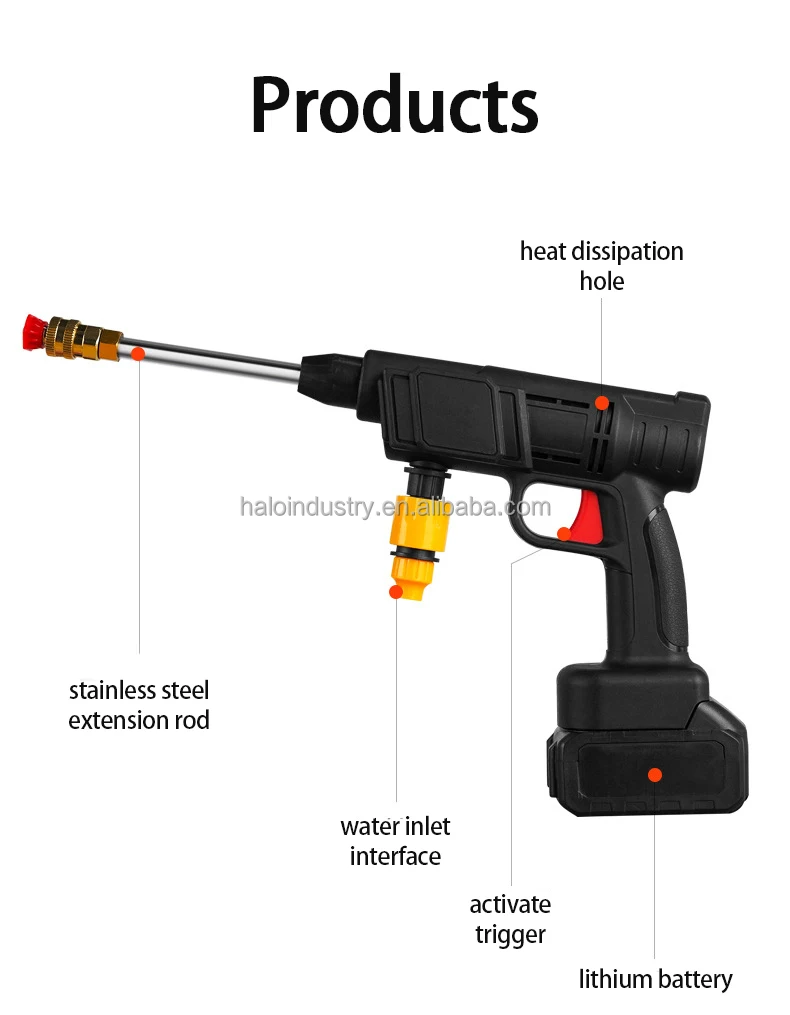 Portable Car Washer Cordless Pressure Washer Gun Battery Powered Power Cleaner Pressure Washer Foam Cannon - car wash Foam Gun