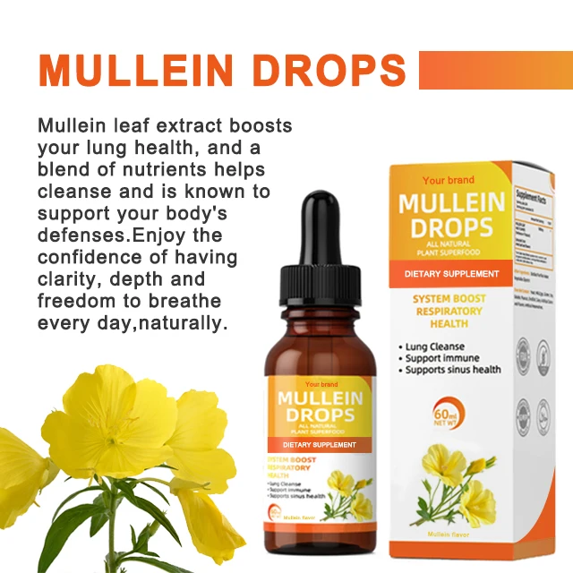 OEM mullein leaf drops supports healthy respiratory function alcohol-free respiratory system promotion natural herb syrup