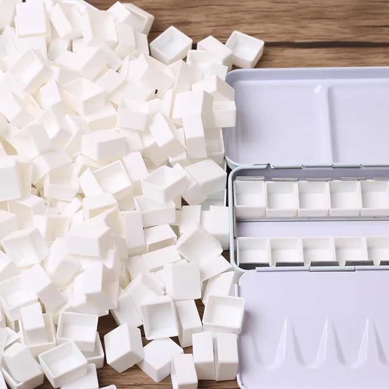 Meihui Art White Color 2ml Empty Watercolor Half Pan for DIY Acrylic Watercolor Oils Gouache Painting