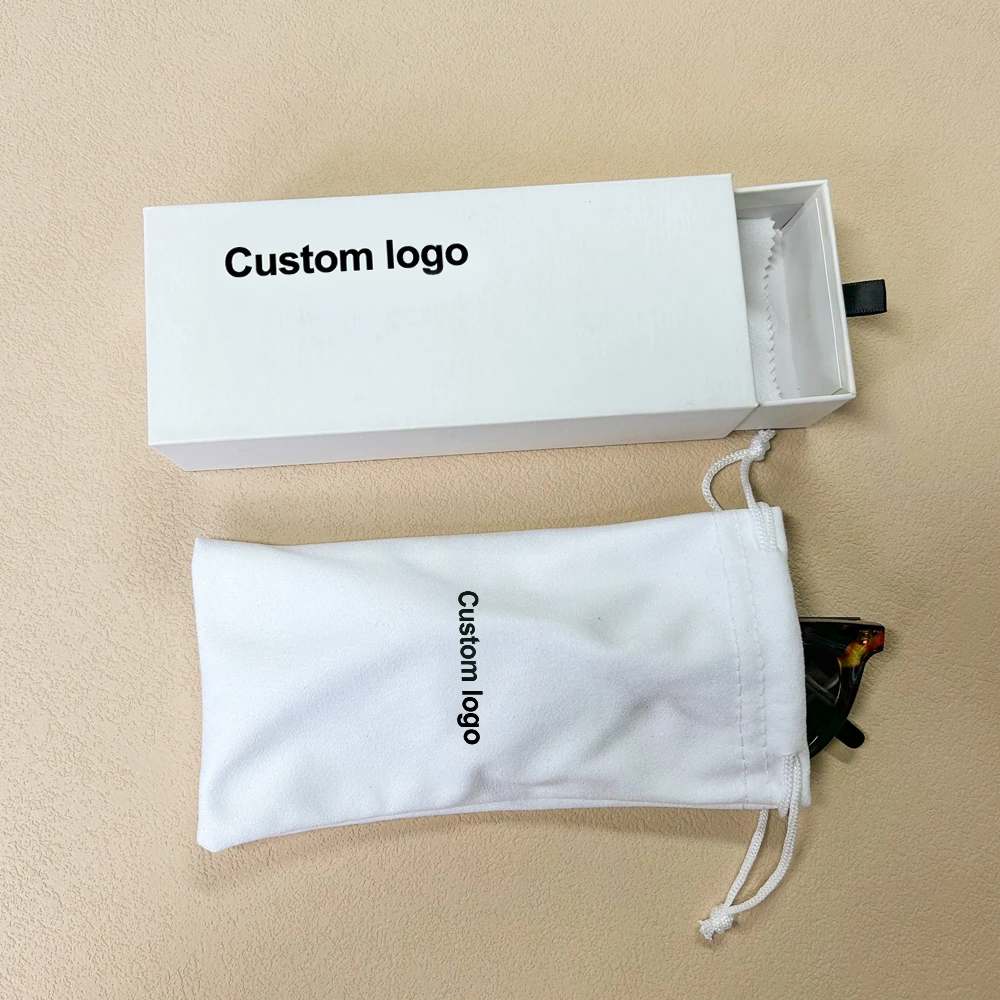 Custom Logo Printed Drawstring Sunglass Bags For Eyeglasses Sunglasses Jewelry Package Microfiber Pouch