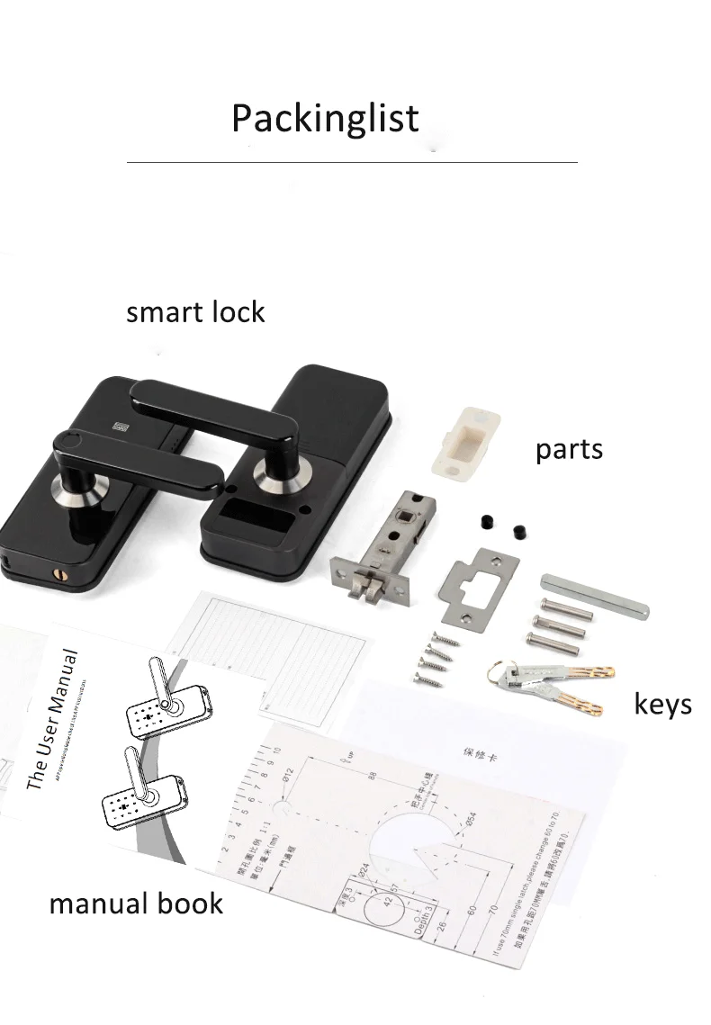 Hidden Keyhole Home Electronic Digital Door Lock Parts Names with Card
