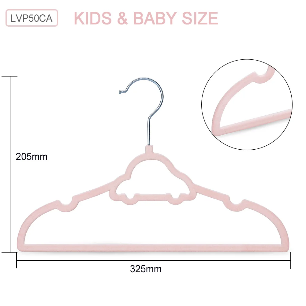 Lindon Promotion Space Saving Slim Velvet Flocking Baby Hanger for Baby Cloths