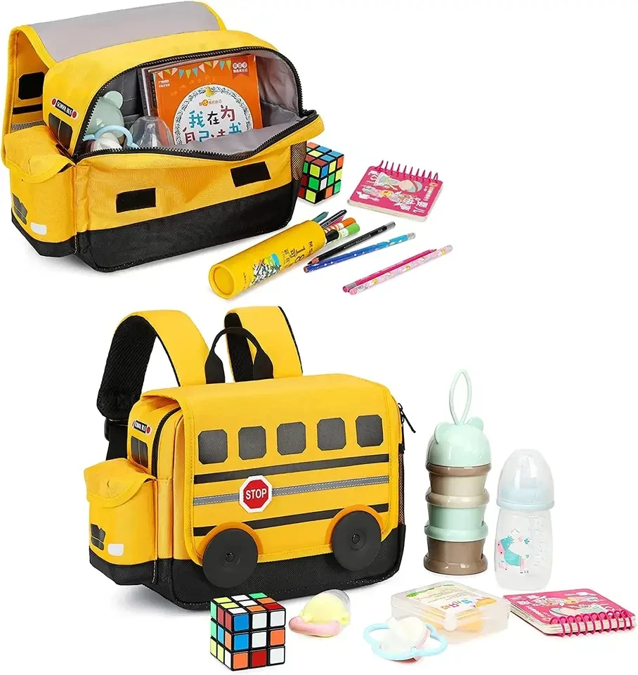 Hot sales Custom 2D 3D Cartoon character Car Shaped Design Toddlers Kids Children School Bag