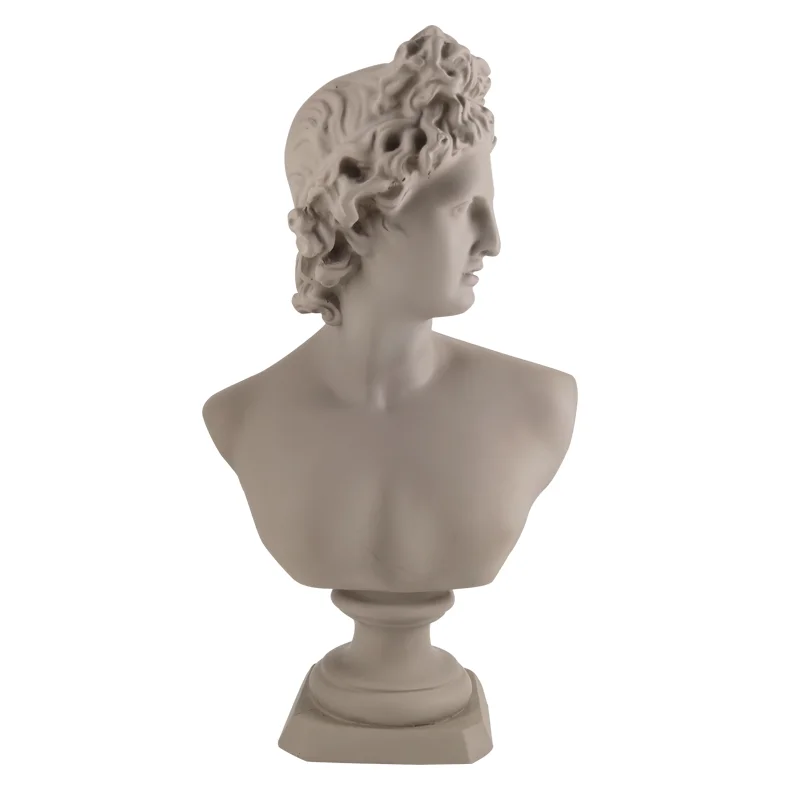 European Custom Roman Male Apollo God Bust Marble Statue Polyresin Decorative Living Room Portrait Ornaments