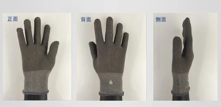 SKPURE amazon hot selling silver condutive massage glove with adapter wire for TENS/EMS machine