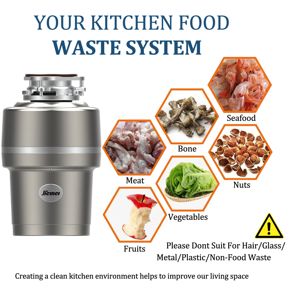 Electric Waste Praocessor Food Waste Disposer Kitchen Sink Mixer Garbage Shredder