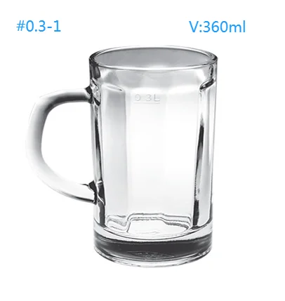 Big capacity Unique  Beer Mug Whisky Water Glass Highball Tasting Clear juice  Transparent handle  Coffee cup