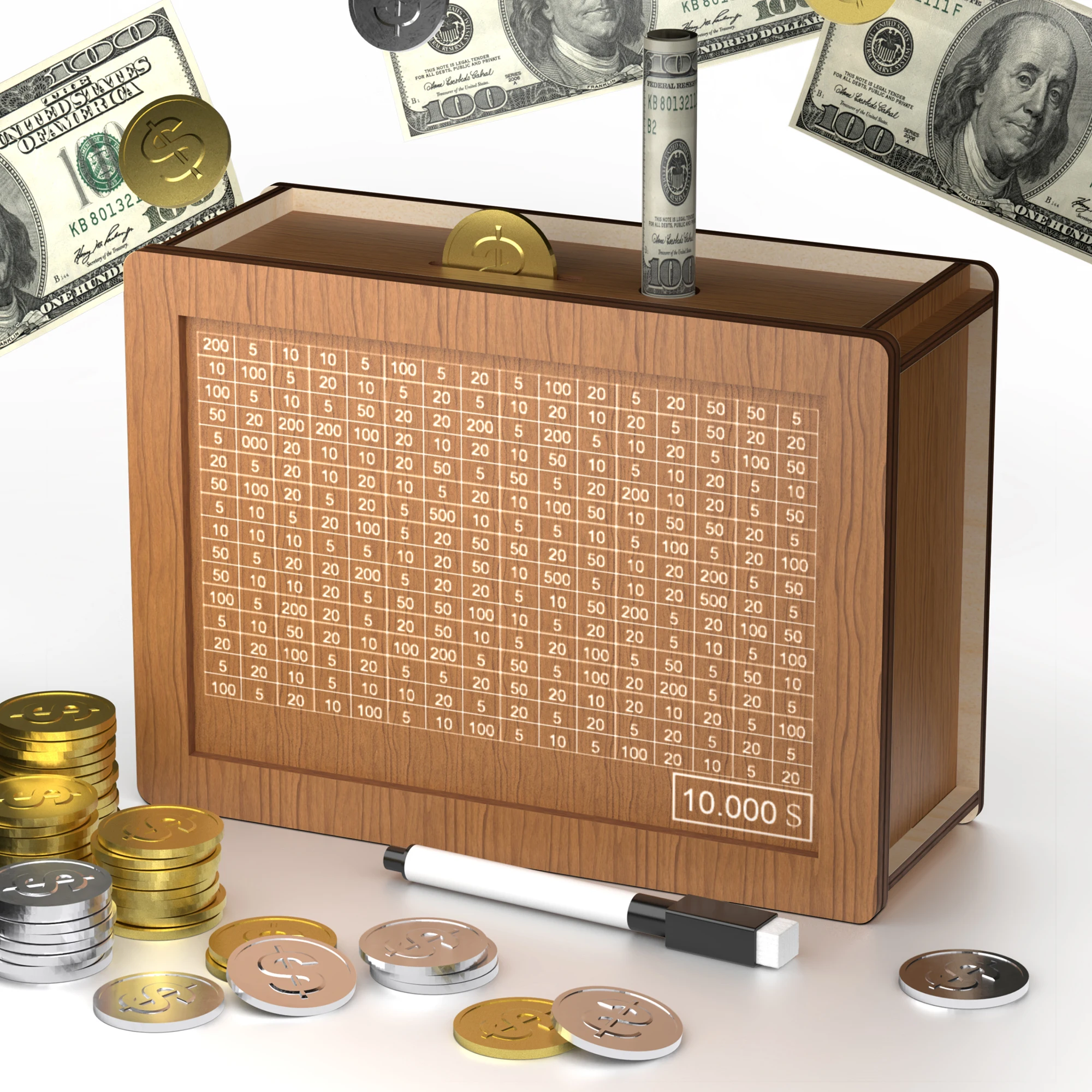 High quality Reusable Wooden Digital Money Saving Box for Kids and Adults