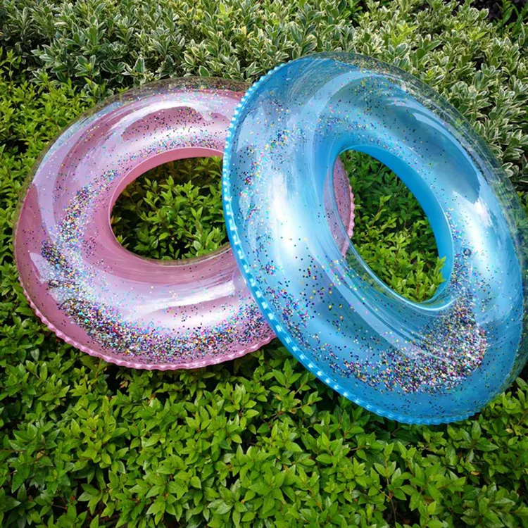 Inflatable Pvc Transparent Feather Water Float Circle Ring Pool Floats Tube Clear Float Swimming Ring