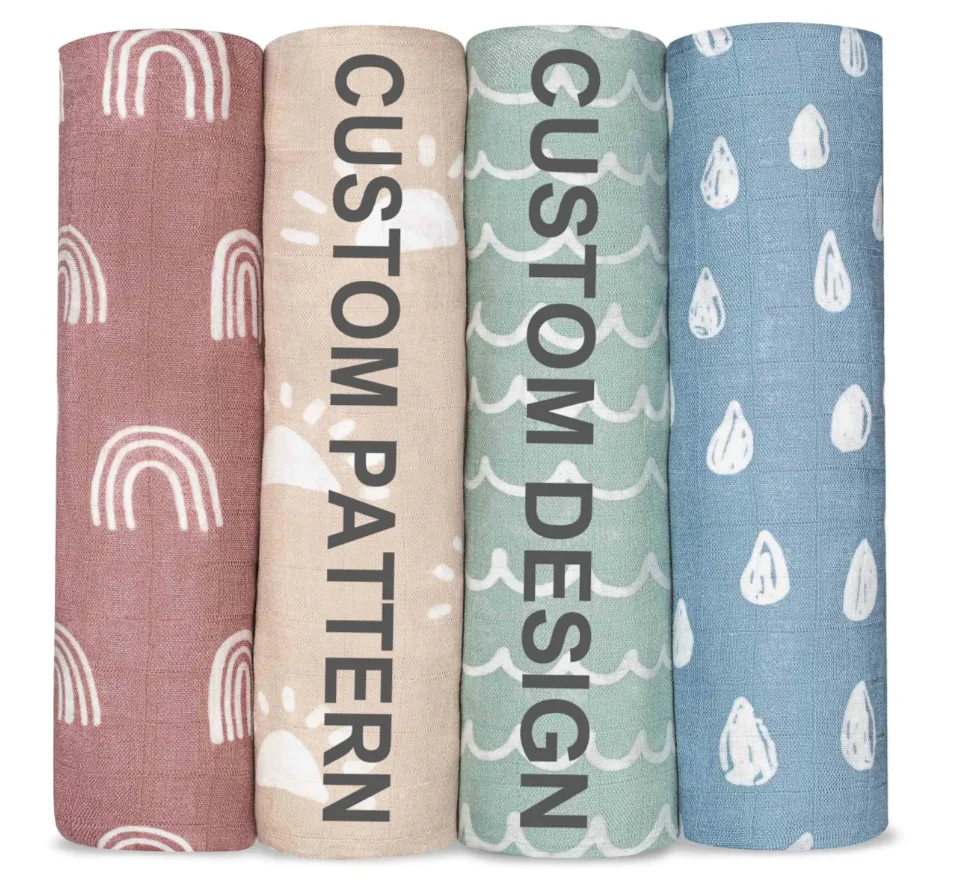 custom organic quality 100% bamboo cotton muslin blankets swaddle kids muslin bamboo cotton swaddle blanket 3 pack for sale