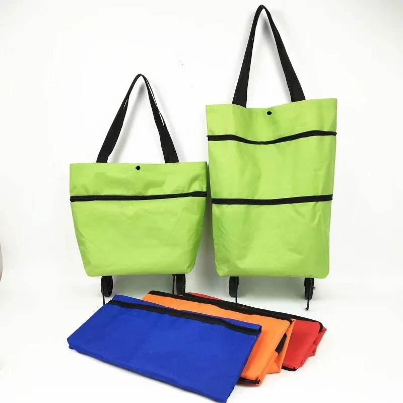 Foldable Trolley Sundries Bag Shopping Cart Reusable Grocery Shopping Box Bags with Wheels