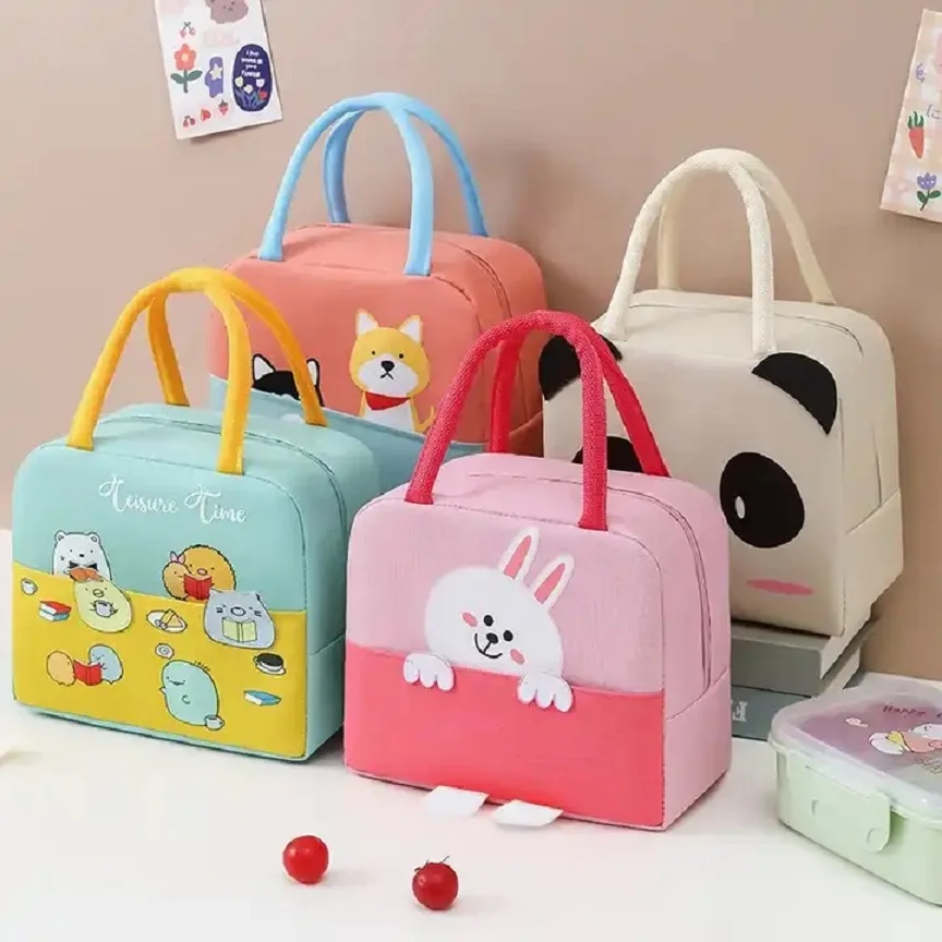 Wholesale Custom Logo Promotional Collapsible Print Cooling Bag Cute Cartoons Insulated 4 Hours Kids Lunch Tote Cooler Bag