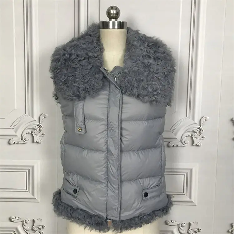 MONETCAT Stylish down vest jacket and faux rex fur vest