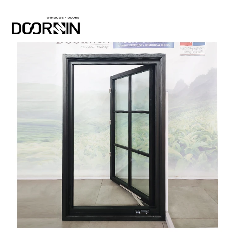 Современный дизайн алюминиевое деревянное окно с кривошипной ручкой для дома