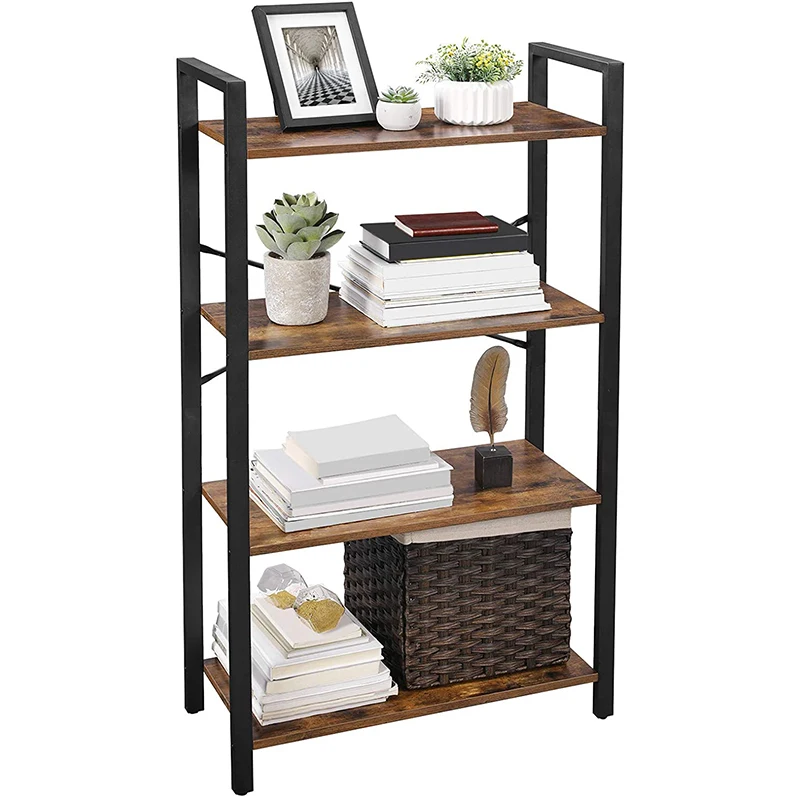 Living Room Bookcase Stable Steel Frame Bedroom Office Industrial Design Standing Unit Ladder Shelf