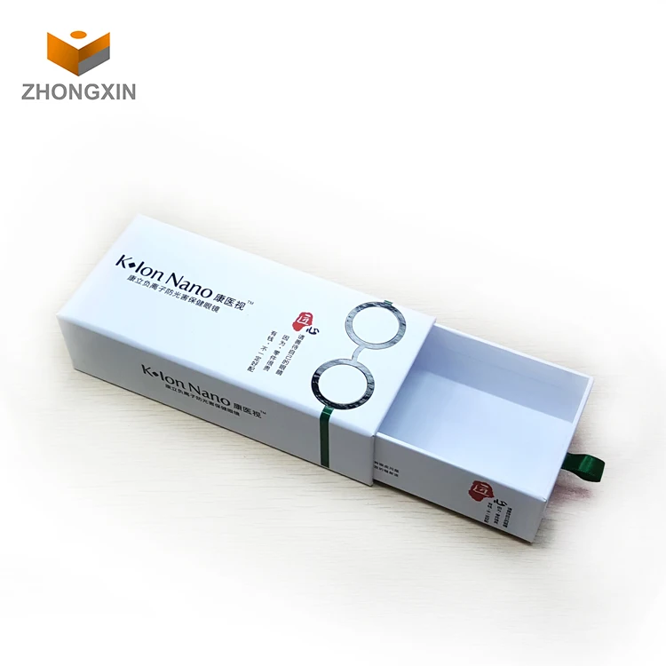 Fashion Custom Logo Design White Cardboard Rectangle Drawer Packaging Gift Box For Glasses