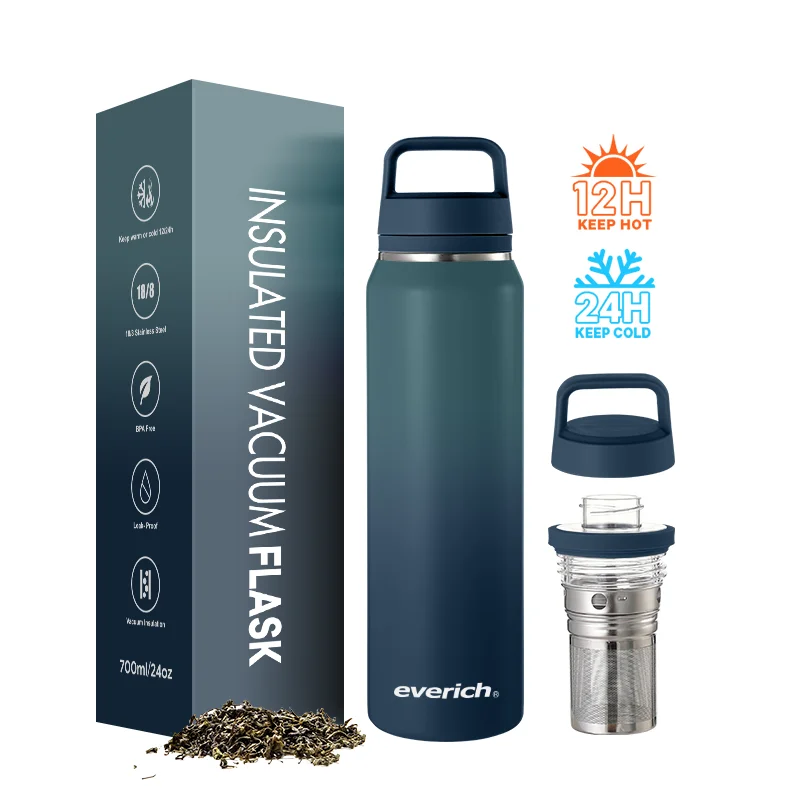 2024 Custom logo Reliable Drink Bottle Eco Friendly Vacuum Flask With Tea Strainer And Handle Lid