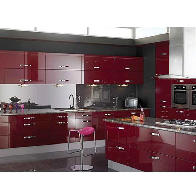 Wood grain melamine chipboard/PVC thermofoil faced MDF simple cheap display kitchen cabinets for sale