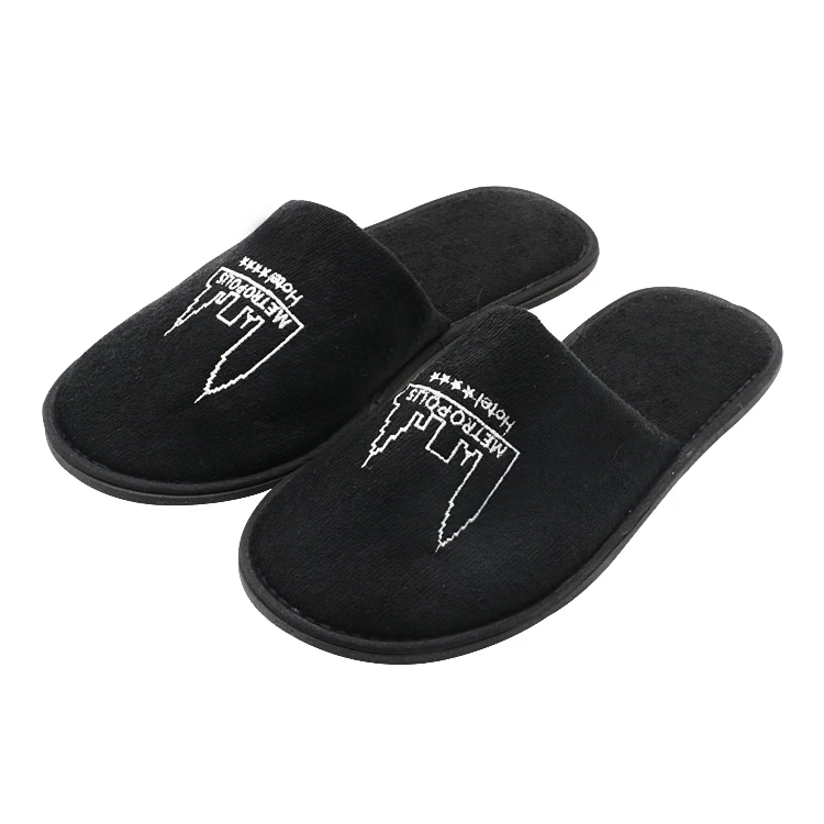 UG black thick sole anti-slip Waffle durable home hotel slippers custom logo cheap high-quality disposable slippers