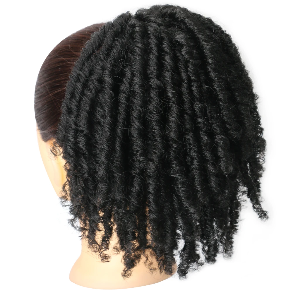 Black Dreadlock Curly Drawstring Ponytail Hair Extensions Dreadlock Drawstring Clip in on Ponytail Hairpiece for Women