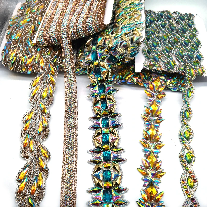 Customize gems beads bodice appliques rhinestone full body trim applique for fashion samba dresses making