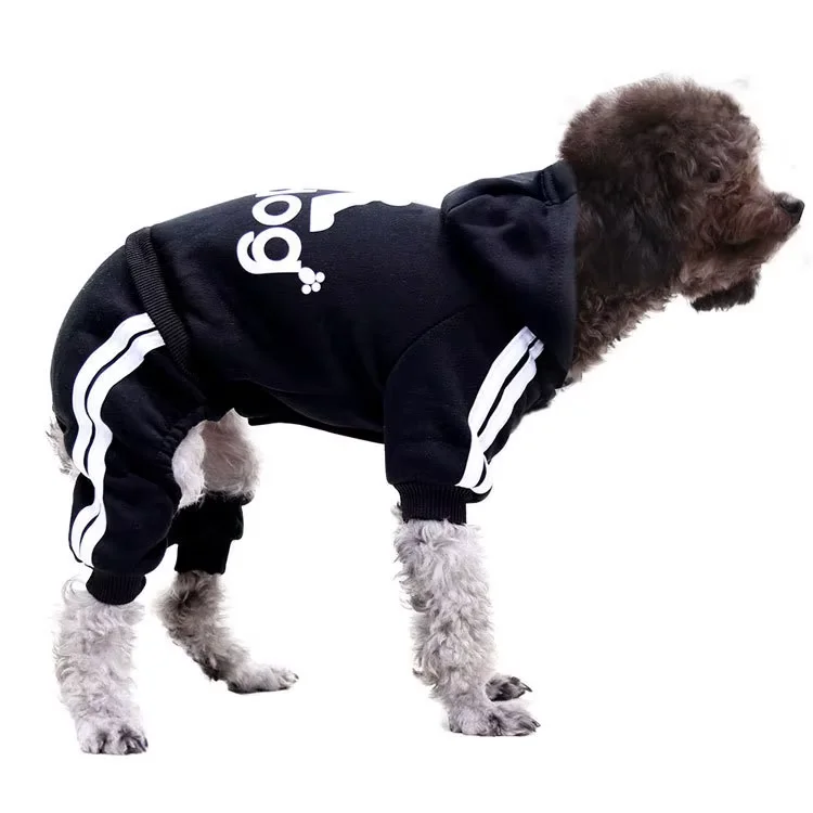 Fashion Adidog Pet Costume Soft Fleece Warm Winter Pet Coats Cat Clothes Buttoned Classic Sports Dog Hoodies