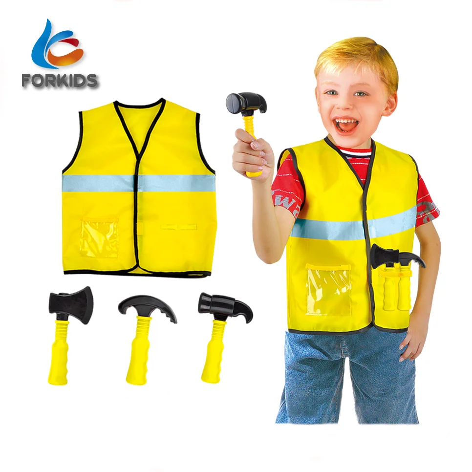 8 шт. Делюкс Детский строительный работник ролевая игра униформа игрушечный костюм с пластиковыми