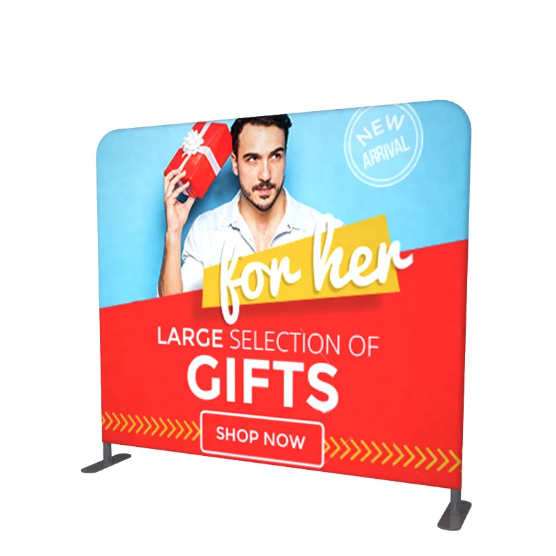 8ft 10ft 20ft Full-Color Advertising Media Wall Banner Tension Fabric Display for Tradeshow Photography Display Rack