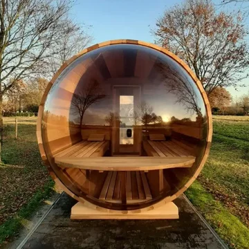 Classic Barrel Sauna with Modern Upgrades 3-Person, Hemlock, Electric Furnace, Affordable Pricing