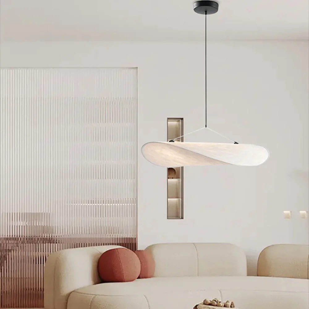 Nordic Silk  Chandelier LED Handmade Milky White Pendant Light for Bedroom Living Room Cafeteria Kitchen Home Decoration