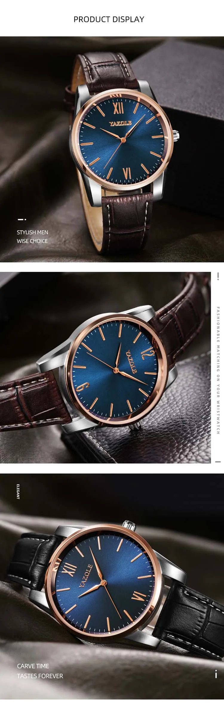 YAZOLE 542 fashion china mens quartz watch 2021 PU leather strap waterproofing analog display Simple Casual relogio musculino