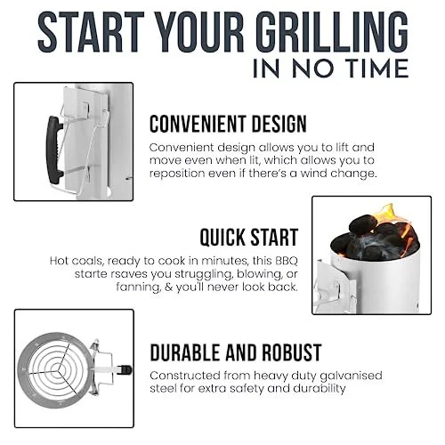 Quick Outdoor Stainless Steel BBQ Tools Clean Charcoal Chimney Starter and Grill Lighter for Baking and Cooking