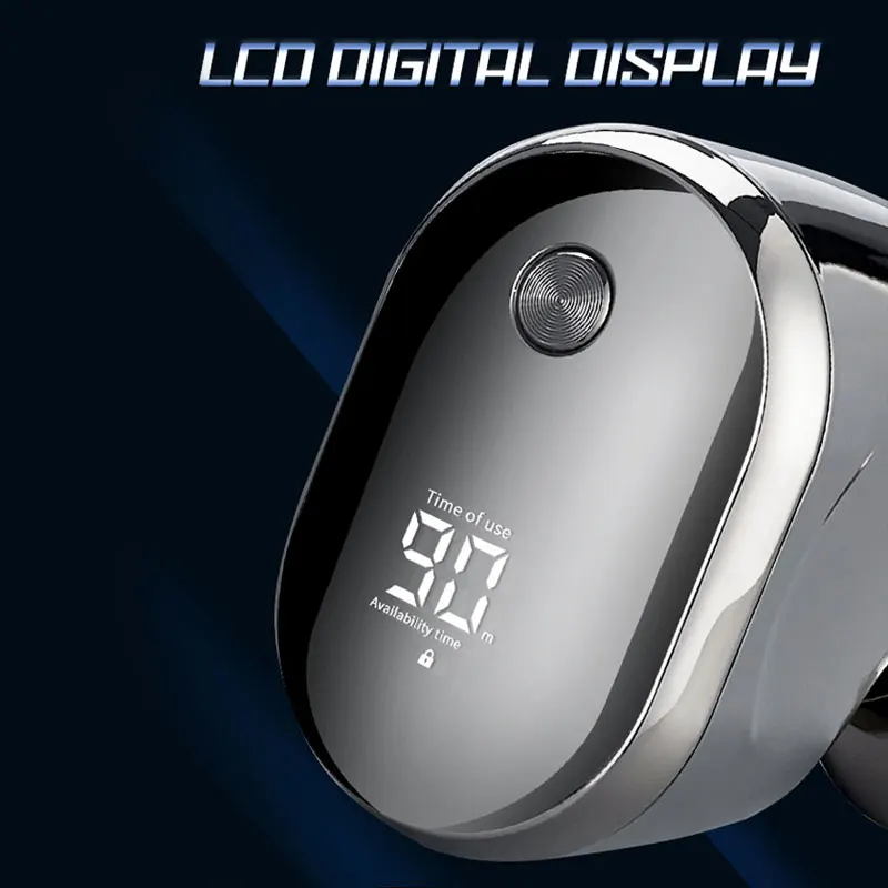 silver baldheaded razor machine with 6 head USD portable 6D individual floating blade electric shaver