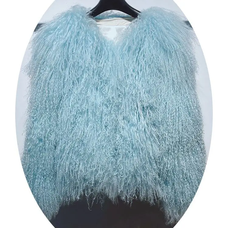 Korean Style Winter Clothes Mongolian Long Hair Sheep Fur Coat for Women Elegant Wholesale