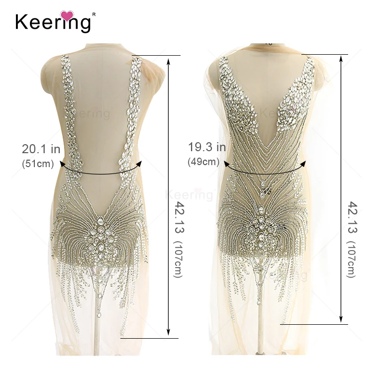 WDP-066 Large Size Hand-made Rhinestone Panel For Wedding Dress