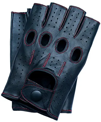 Mens fingerless breathable gloves made of genuine leather sheepskin cowhide with customized designs & logo
