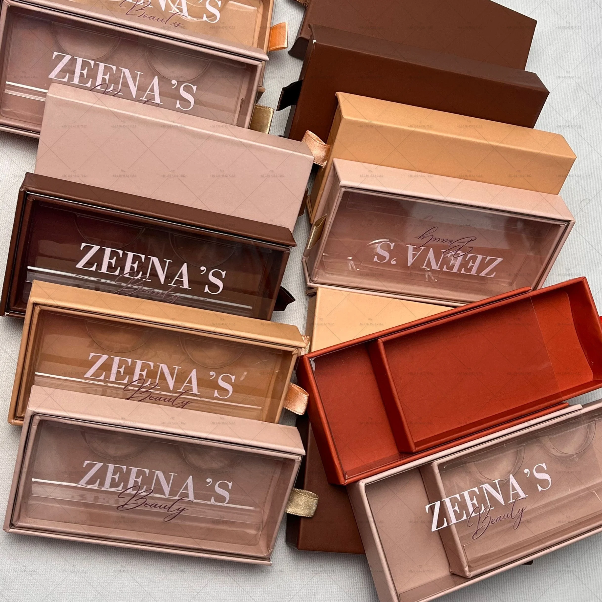 custom lash packaging brown case custom nude lash box 3D Mink Eyelashes private label faux mink lash strips