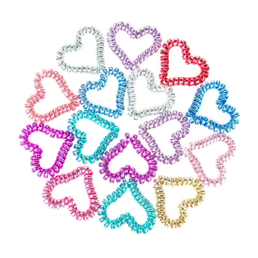 Heart Shape Hair Ring telephone wire spring hair tie coil hair band for girls