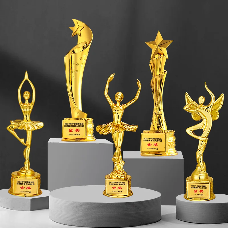 Yiwu Collection professional trophy award with gold supplier with trophies gold trophy award with gold
