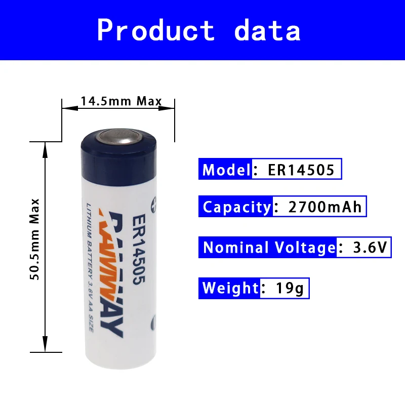 RAMWAY ER14505 Battery AA 3.6V Lisocl2 Battery 2700mah
