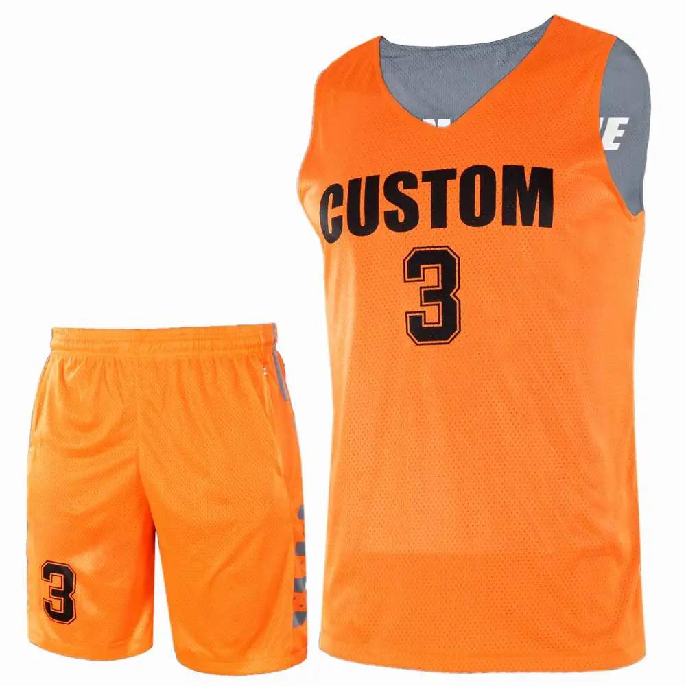 Custom Blank Print College Basketball Short Boy Oem Uniform Wear Set Reversible Basketball Jersey For Men Wholesale