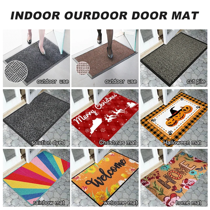 Machine Made Cut Pule Striped Used Home Door Mats and Carpets