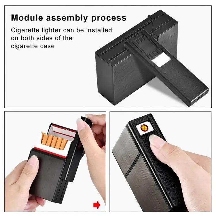 Wholesale 2-In-1 Case With Built-In Usb Rechargeable Cigarette Box Holder Smoking Lighter