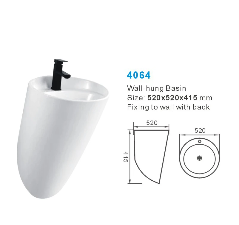 Customized Round Sink Bathroom Pedestal Wall Hung Basin White Freestanding Sink Ceramic Hand Wash Basin