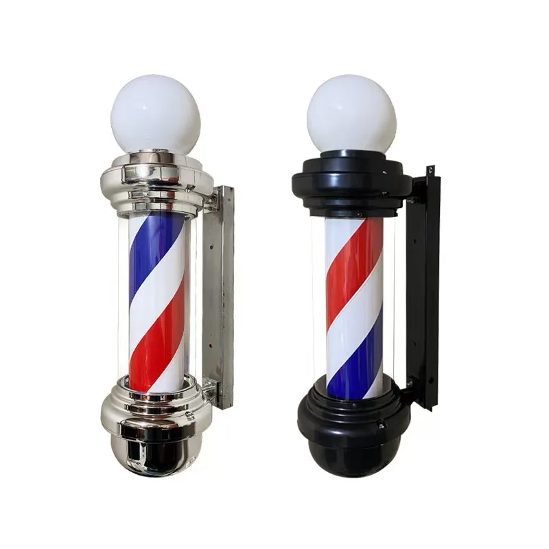 Classic Barber Pole Rotating LED Stripes Light Hair Salon Open Sign Red White Blue Waterproof Indoor Outdoor