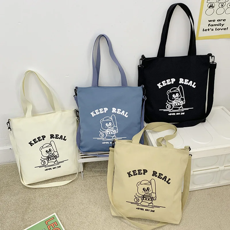 Custom Large Capacity Thickened Shoulder Canvas Tote Bag With Zipper