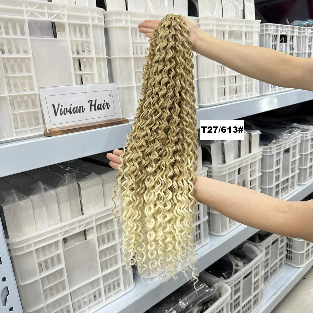 Russian 24 Inch Extra Long Deep Wave Crochet Braids Bulk Hair Synthetic Ariel Curl Ocean Wave Braiding Hair