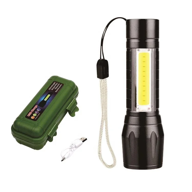 Суперъяркий Карманный переносной мини-фонарик с USB-зарядкой и боковым светом