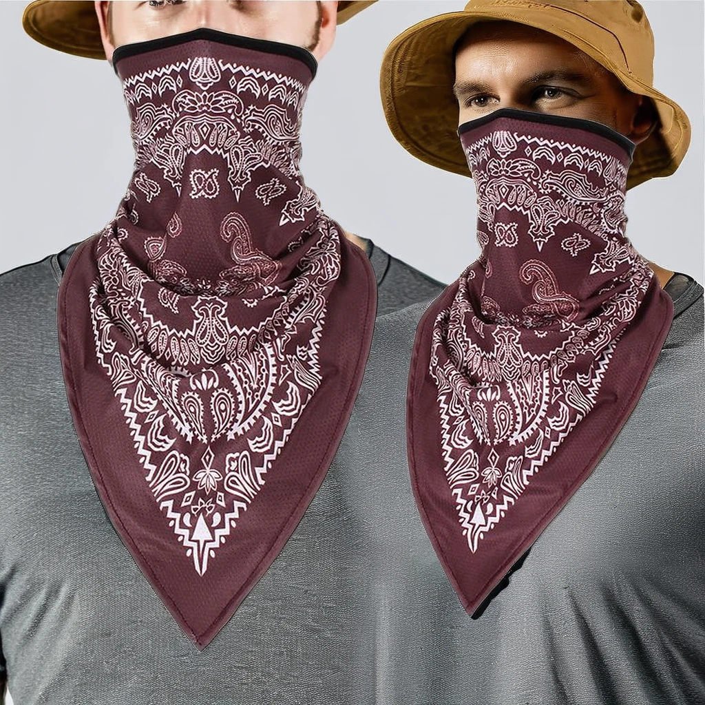 Custom Paisley Ice Silk Mesh Bandanas for Women UV Protected Cycling Triangle Face Mask Neck Gaiter Cover Scarf Outdoor Hiking