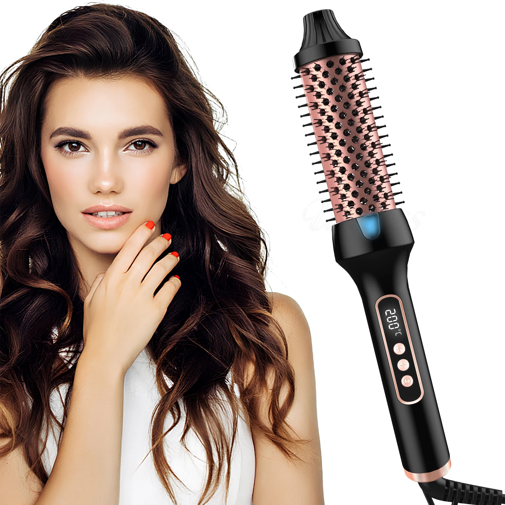 Electric Ionic Ceramic Rolling Round Hair Curler Brush Heated Comb Thermal Brush
